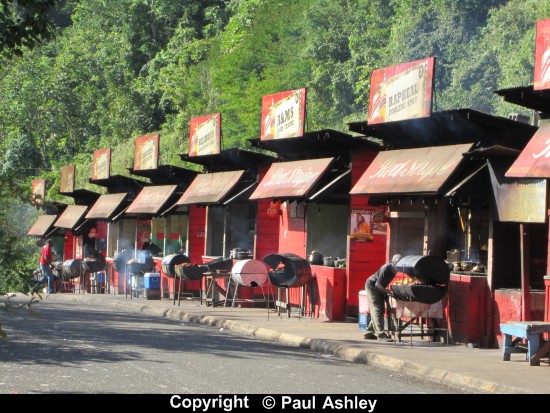 red shacks