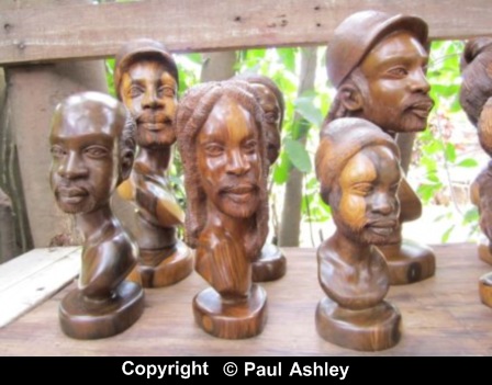 wooden sculpton, jamaican heads